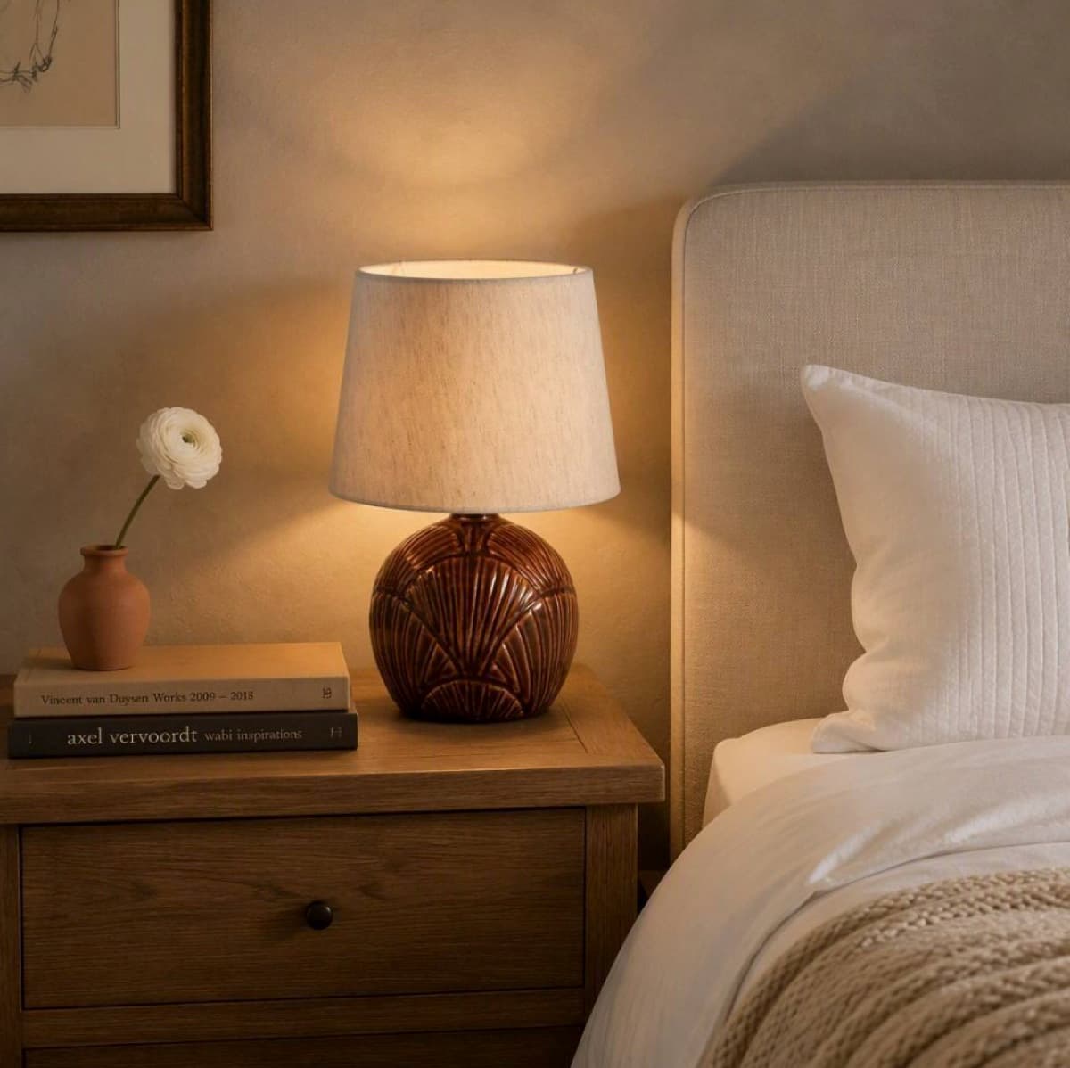 Luneare Conch Nachtlamp Mahonie