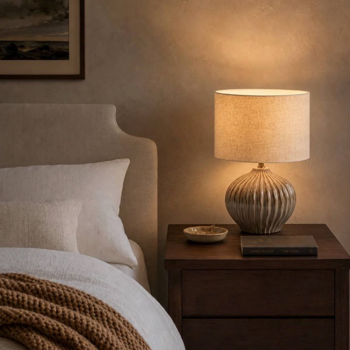Luneare Noor Ribbel Nachtlamp Taupe